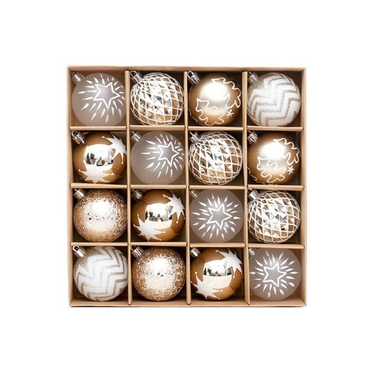 Traditional Champagne Gold White Christmas Bauble Balls Hangings Ornaments 1