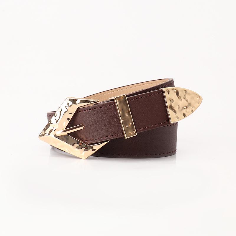 Retro Women's Leather Belt with Trendy Alloy Buckle - Perfect for Jeans and Dresses