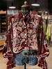 New Creative Fashion Velvet Lapel 3D Print Women's Long Sleeve Shirt