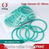 Green FKM O-Ring, OD: 52-100mm, 5.7mm Width
