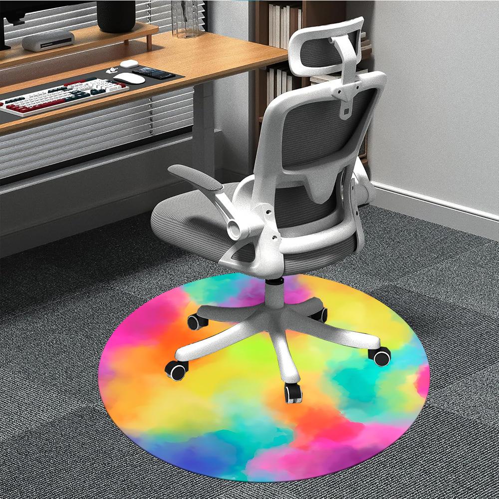 1 Stück bunter abstrakter Stuhlteppich für das Büro, rutschfester, waschbarer Polyesterfaser-Teppich für den Innenbereich, Matte für das Büro, maschinenwaschbar