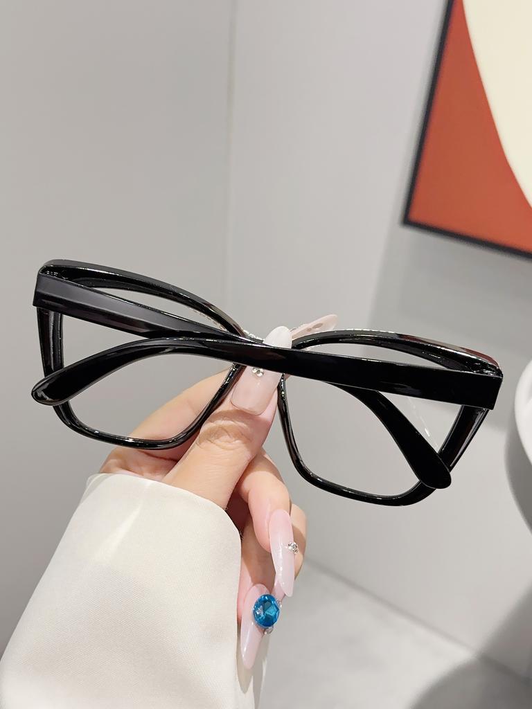 1Pc Women'S Cat Eye Frame Glasses Shiny Dot Diamond Design Retro Fashion Glasses Perfect Gifts Suitable For Family And Friends