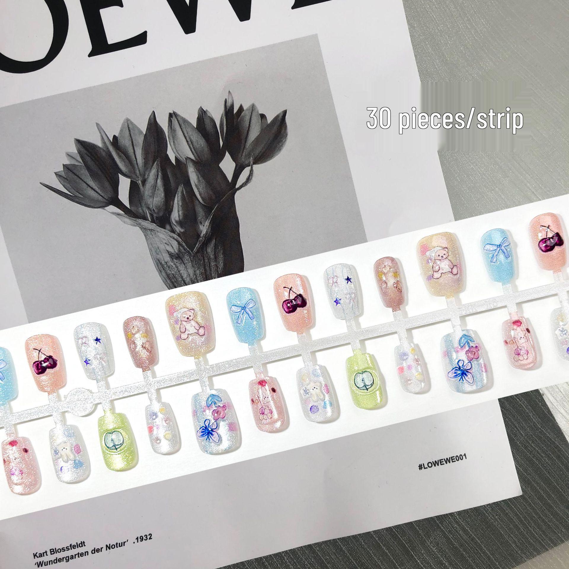 

Весенний маникюр с масляной живописью медведя: 3D Бантик, Цветочный, Фруктовый, Блестки и Кошачий глаз Дофаминовые цвета YM317-S Little Bear (All Small)