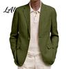 Polyester Single Button Coat Men Casual Blazer Notch Lapel Suit Jacket Structured Daily Wear Jacket Business for Wedding Office Layering Pieces