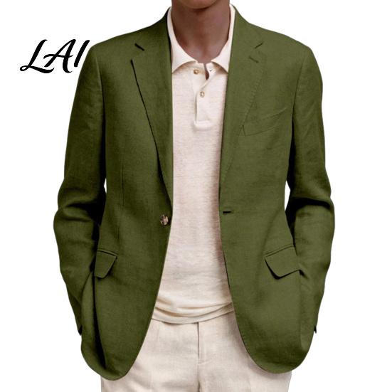 Polyester Single Button Coat Men Casual Blazer Notch Lapel Suit Jacket Structured Daily Wear Jacket Business for Wedding Office Layering Pieces