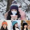 Thickened Winter Hat Warm Beanie Hats Fashion Pompoms Hat  Women