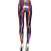 Ladies Fashion Stripe Costume Disco Fancy Rainbow Pants Leather Pants Leggings Retro