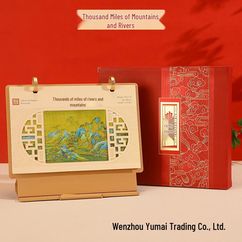 2026 Premium Leather Desk Calendar - High-End Business Gift, Boxed Office Ornament, Monthly Enterprise Planner