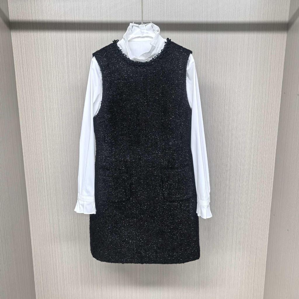 Wardrobe 980+: Heiress-Style French Ruffle Stand Collar Shirt & Vest Dress Set