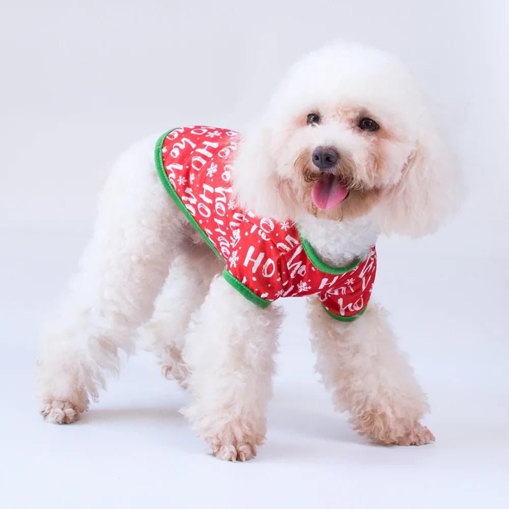 

Christmas Dog Clothes Pet Shirts Puppy Vest Printed Christmas Snowman Reindeer Santa Claus Dog Shirts for Dogs and Cats XS