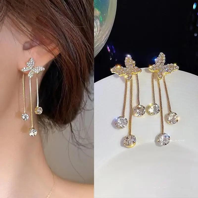 925 Silver Needle Korean Fashion Big Crystal Heart Earrings For Women Jewelry Trending New Luxury Women's Zircon Earrings