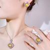Huayou Meiao White Tea Gold Pearl Zircon S925 Silver Needle Ring Necklace Set Light Luxury Premium