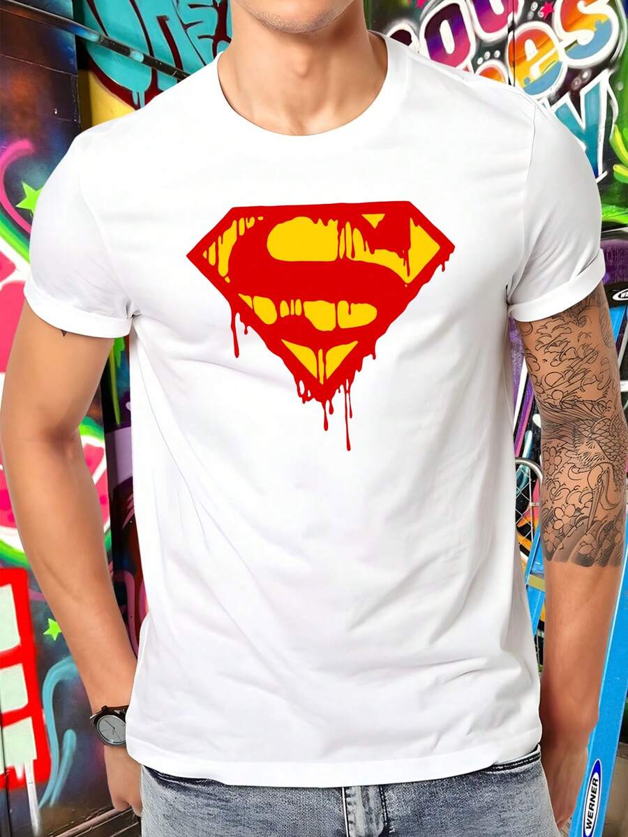 

Warner Bros. Melting Logo Pattern Printed Daily Casual Solid Color Unisex T-Shirt S