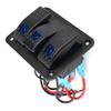 3 Gang 12 24V Toggle Rocker Switch Panel with LED Light for RV Car Marine Boat