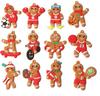 12 PVC Gingerbread Man Ornaments for Christmas Tree, Kitchen Decoration, and DIY Accessories.