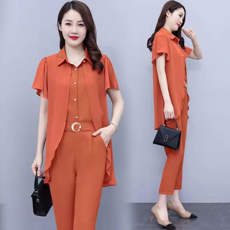 2024 Summer Chiffon Two-Piece Suit: Chic and Youthful Women's Fashion