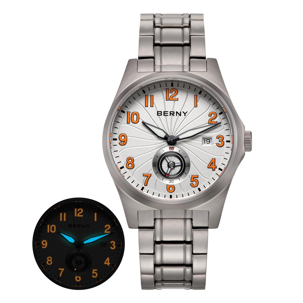BERNY Mechanisch Herenhorloge Volledig Titanium Automatisch Polshorloge met 10ATM Waterdicht Saffier ST1731 Super Lichtgevend Herenhorloges