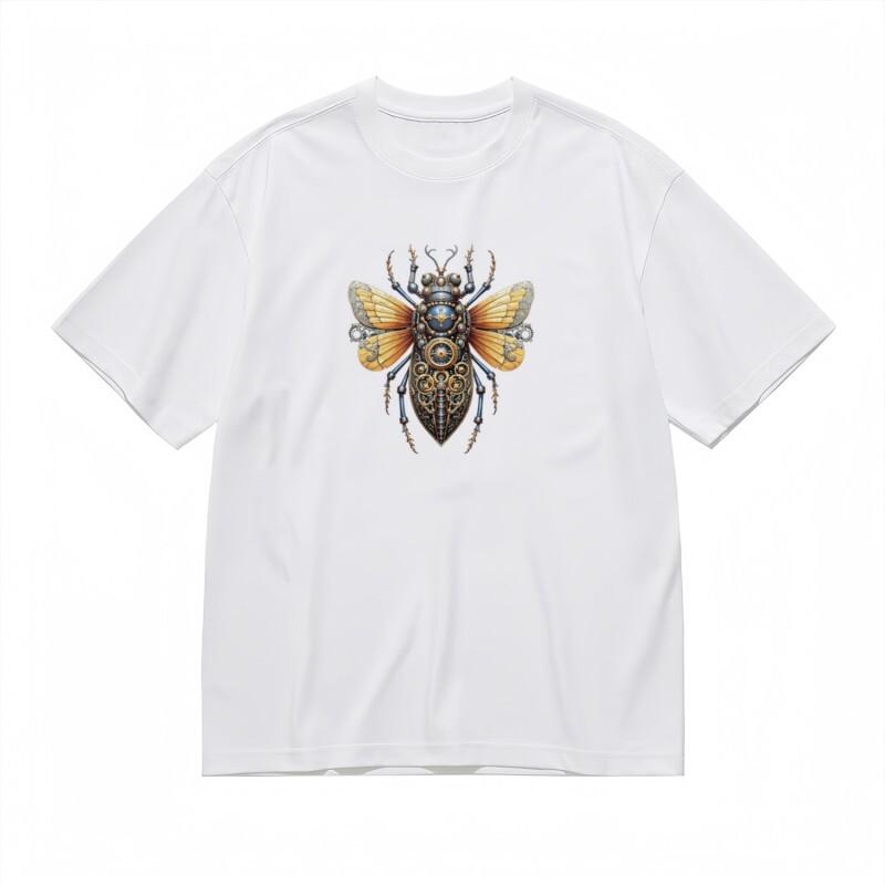 

Women s Classic T-Shirt Mechanical Bug Artwork and Bronze Accent Details Tee 2XL