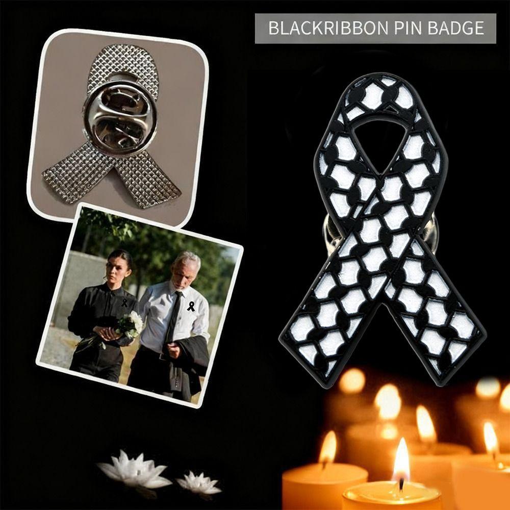 Portable Memorial Black Ribbon Brooch Souvenir Alloy Badge Accessory Dress Coat Accessories