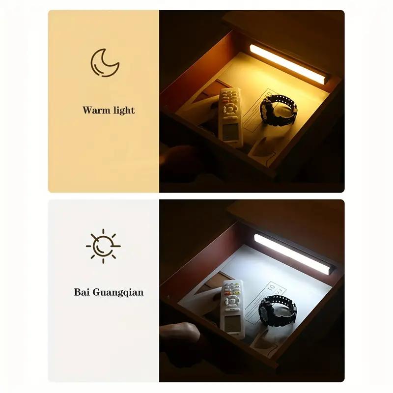 1 luz de gabinete com sensor de movimento LED, luz de gabinete sob o balcão, luz noturna de cozinha recarregável USB magnética sem fio, luz alimentada por bateria