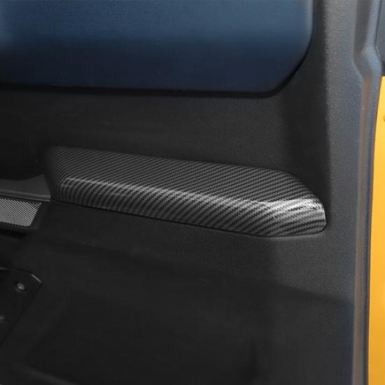 Interior Door Handle Armrest Cover Trim Bezel For Ford Bronco + Carbon Fiber