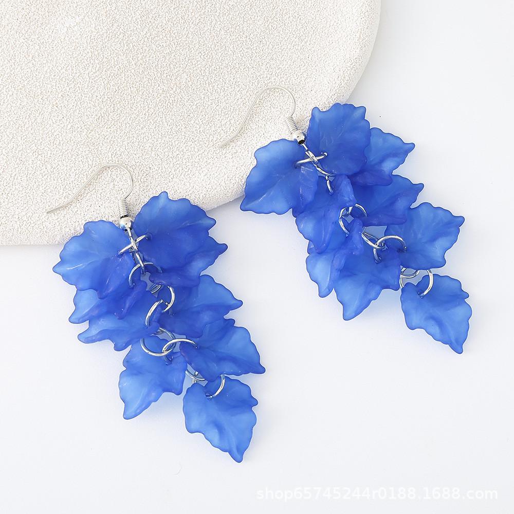 

Pinkdudu Модные серьги-капли с лепестками роз, акриловые длинные серьги с цветами, женские украшения PD2381 темно-синий