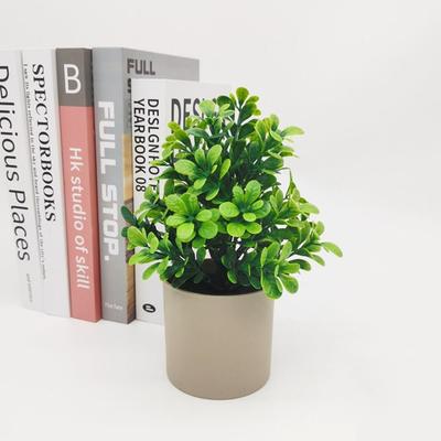Creative Green Leaves Artificial Grass Bonsai Photo Props with Flowerpot Potted Plant Ornament Faux Flowerpotted Gift