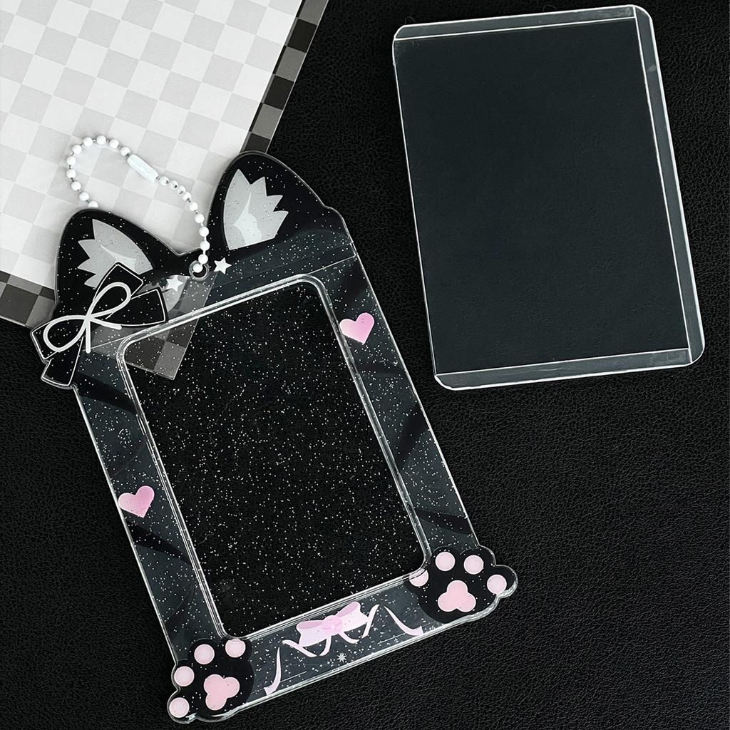 Katzenpfote Fotokartenhalter mit Kettenanhänger 3 Zoll Kleines Album Fotokartenschutz Wasserdichte Kunststoffe Schutzhülle