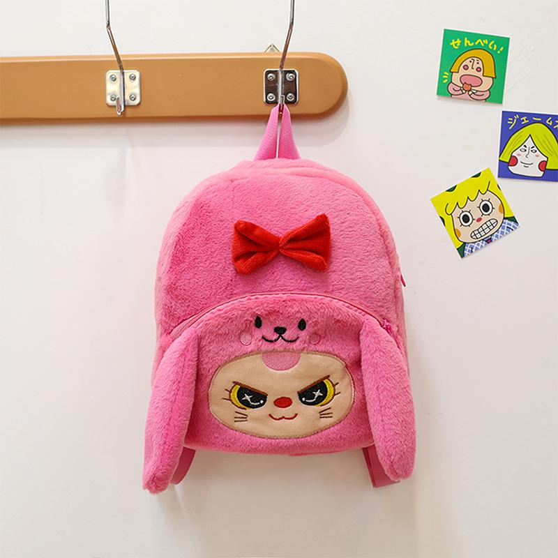 

Baby Three Fashionsble Cute Cartoon Plush Backpack Children S Large Capacity Backpack Daily Leisure Backpack Creative Gift рожевий червоний колір