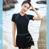 Summer Pool Dress With Collared Splicing Pattern For Beach Vacation And Yoga Practice