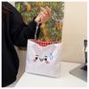Canvas Bag For Women With Cartoon Embroidery Small Handheld Purse For Daily Use