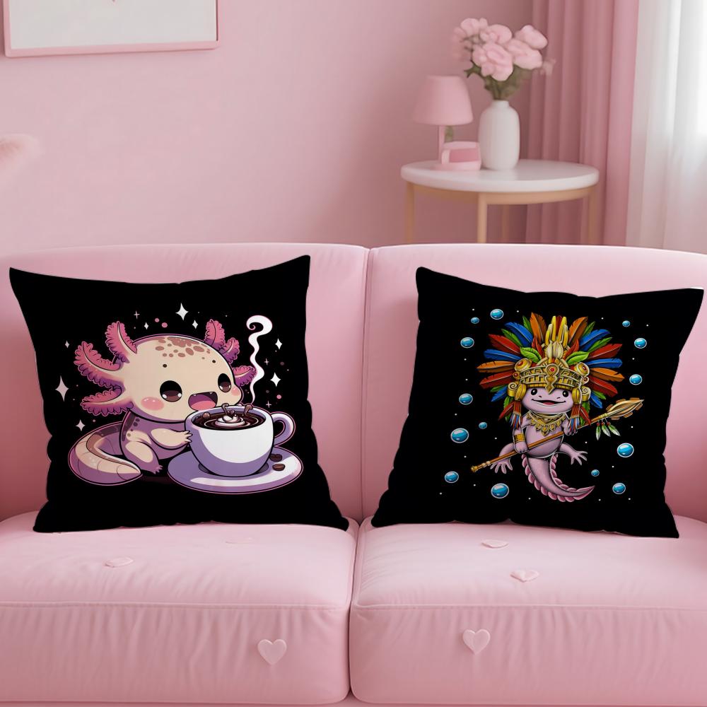 classic animal Axolotl Cushion Cover Soft & Easy-Wash Pillow Case – Versatile for Couch, Bed, Travel and Office