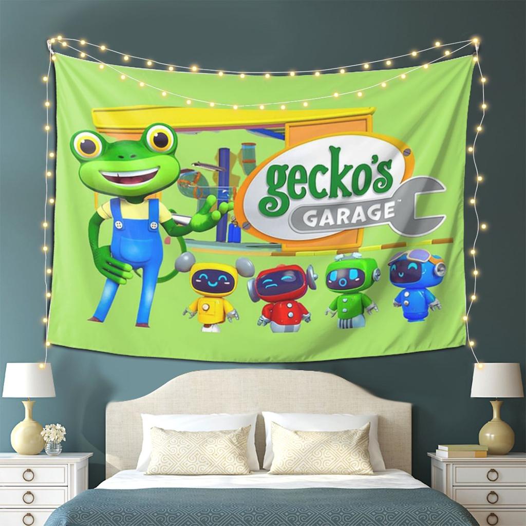 Geckos Garage Kinder Wandteppich Ästhetische Heimdekoration Wandteppiche für Wohnzimmer Schlafzimmer