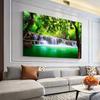 Modern Waterfall Lake Landscape Canvas Print Frameless Wall Art Poster for Living Room Decor