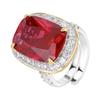 Jewelry Ring Simulation Red Corundum Emerald Zircon Women'S High-End Light Luxury Retro Jewelry