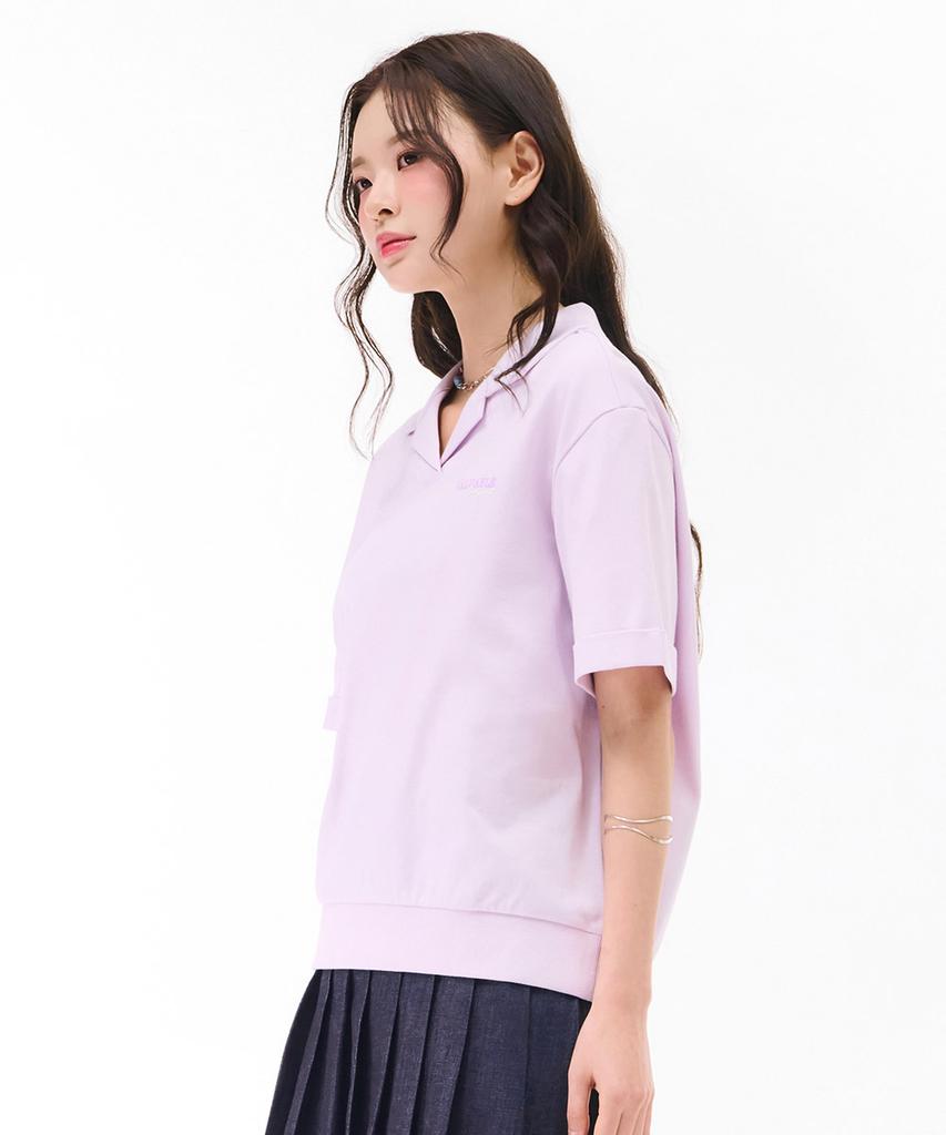 CHASECULT Women'S Open Collar Short Sleeve T-Shirt - Purple