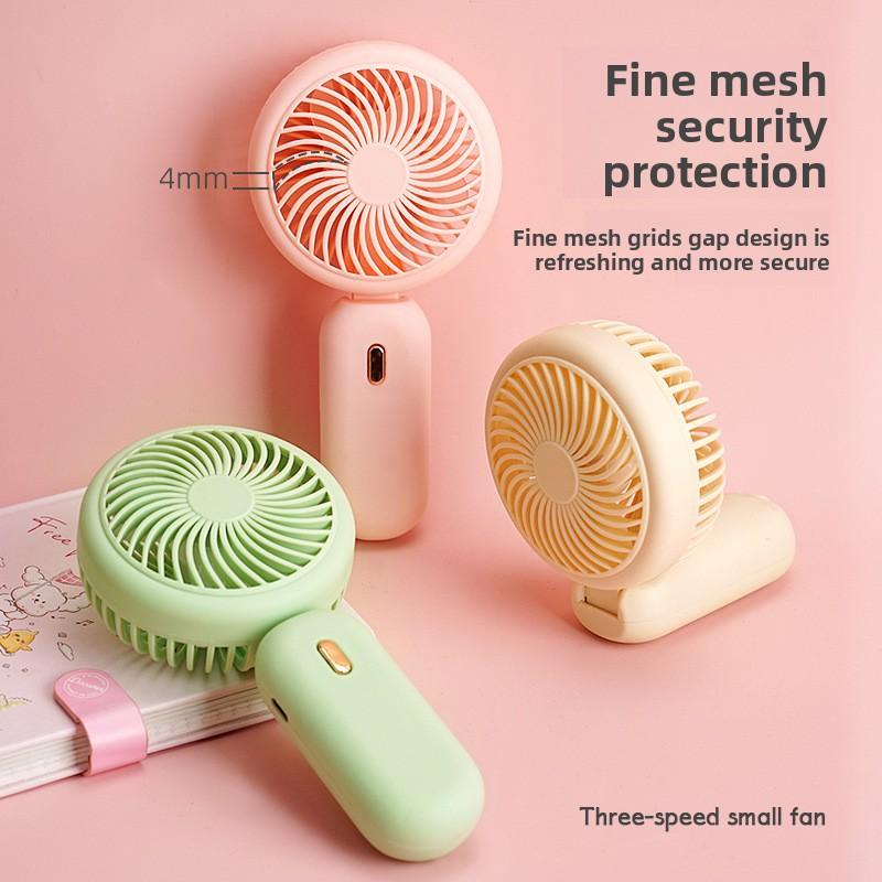 Fresh and Simple Folding Small Fan, USB Charging Version, Portable Handheld with Three Adjustable Settings, Candy-colored Small Electric Fan