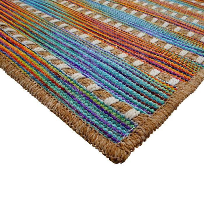 Jute Look Rug Living Room Natural Multicolor 240x340