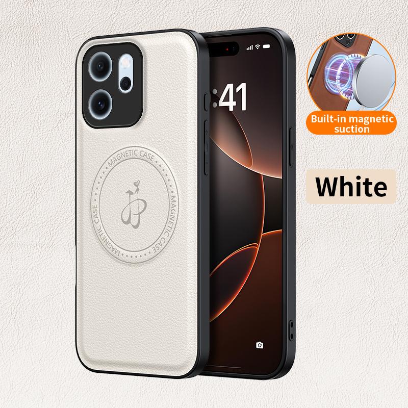 Wireless Charging Magnetic Case for OPPO Reno 14F Reno14 F 5G Protective Cover PU Leather Hard Back Shell Coque Funda