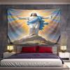 Jesus Ascension with Radiant Light Pattern Wall Hanging Tapestry Decorative Tapestry Home Decor for Bedroom and Living Room