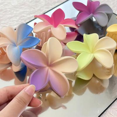 Matte Gradient Flower Hair Clip Girls Elegant Sweety Floral Hair Claws Shopping Travel Headwear Accessories Beach Hair Clips