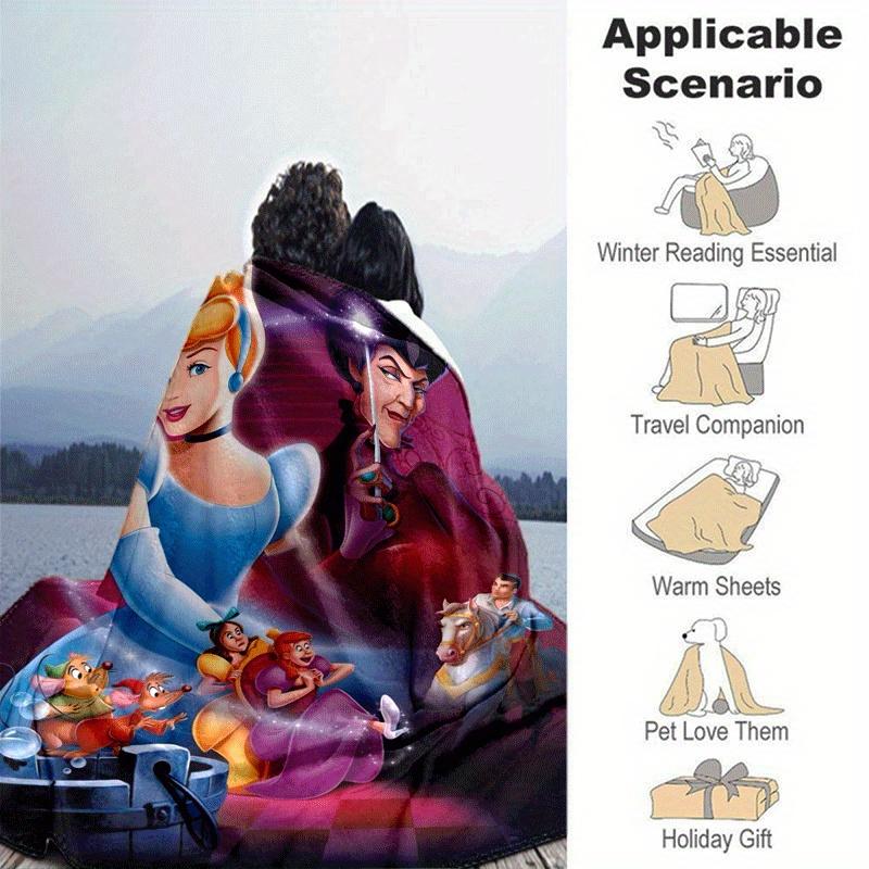 1pc Cinderella Printing Blanket - Soft, All-Season Throw for Office Blanket, | Personalized Gift with Adorable Cartoon Design