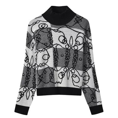 Herbst und Winter Damen Spitzenpullover Pullover Stehkragen Strickwaren Pullover Tops