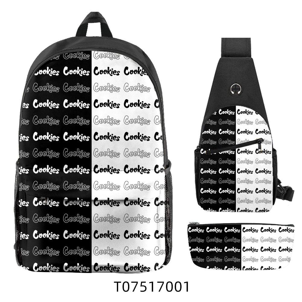 Cook Backpack Student School Bag Lightweight Polyester Backpack Three-Piece Set