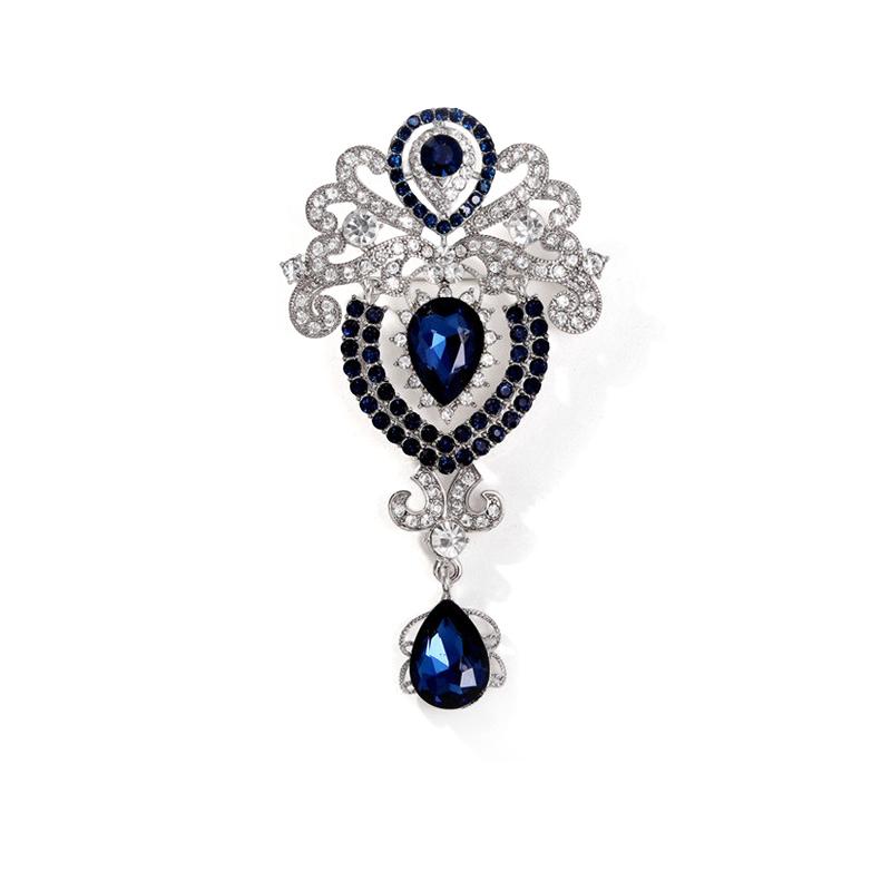 Women'S Retro Personality Multifunctional Droplet Shaped Brooch Pendant Dual-Purpose Rhinestone Clothing Accessory Clip