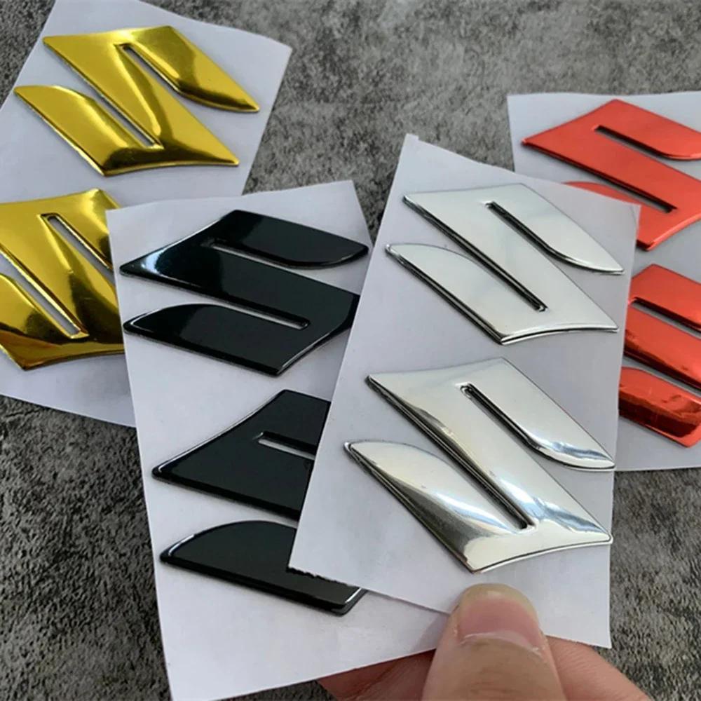 2pcs New Motorcycle Sticker 3D PVC for Suzuki Sticker S Logo 3D Tank Decal Logo Gold Emblem Waterproof Decor