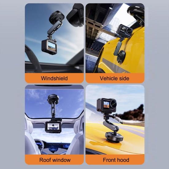 Action Camera Suction Cup Mount for GoPro for Insta360 for DJI 360 Degrees Adjustable Car Windshield Mount Folding Sports Camera Holder