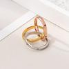 Minimalist Geometric Interlocking Triple-Tone Ring Women Adjustable Finger Cold Aesthetic Statement Jewelry