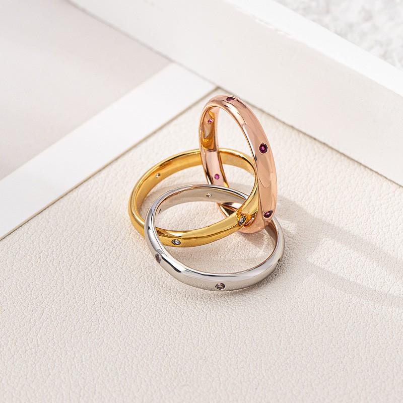 Minimalist Geometric Interlocking Triple-Tone Ring Women Adjustable Finger Cold Aesthetic Statement Jewelry