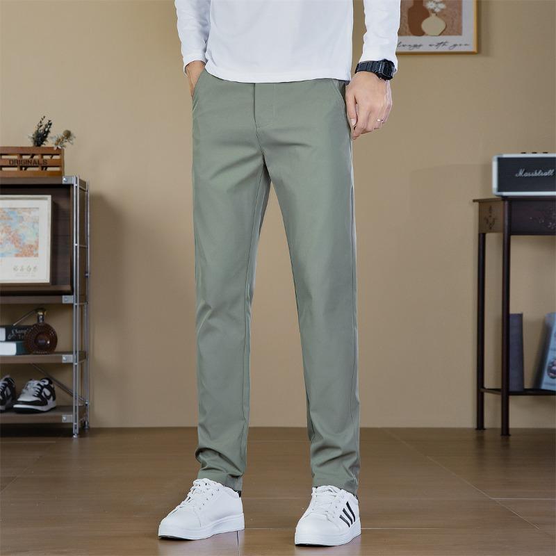 Men's new trousers straight business gentleman casual pants daily versatile men's anti-wrinkle drape blue pants men